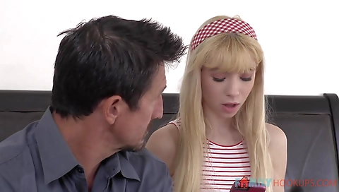 Sexy blonde gets her tight pussy pounded