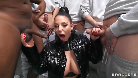 Mature couple's big tits and a action